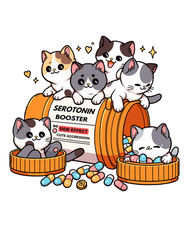 Serotonin Booster Cute Cat Vinyl Die-cut Sticker