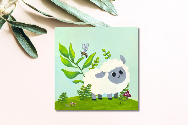 Sheep Painting, Original Art Print