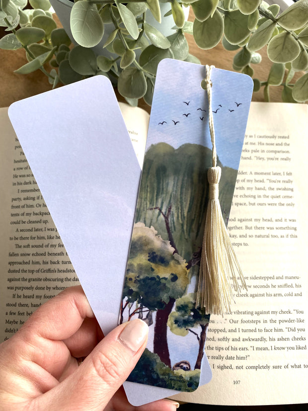 Handmade Sloth Bookmark, Avid Reader Book Lover Gift, Nature Watercolor Bookmark, Stationery