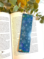Holographic, snowflake laminated bookmark