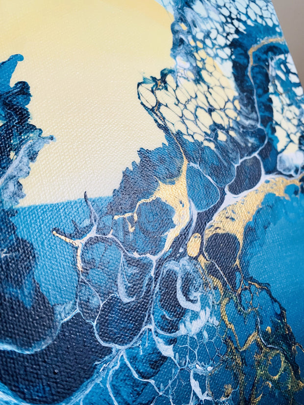 Abstract Sunset Wave Water Acrylic Pour Wall Art