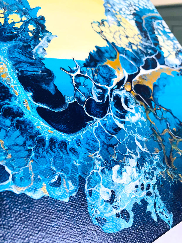 Abstract Sunset Wave Water Acrylic Pour Wall Art
