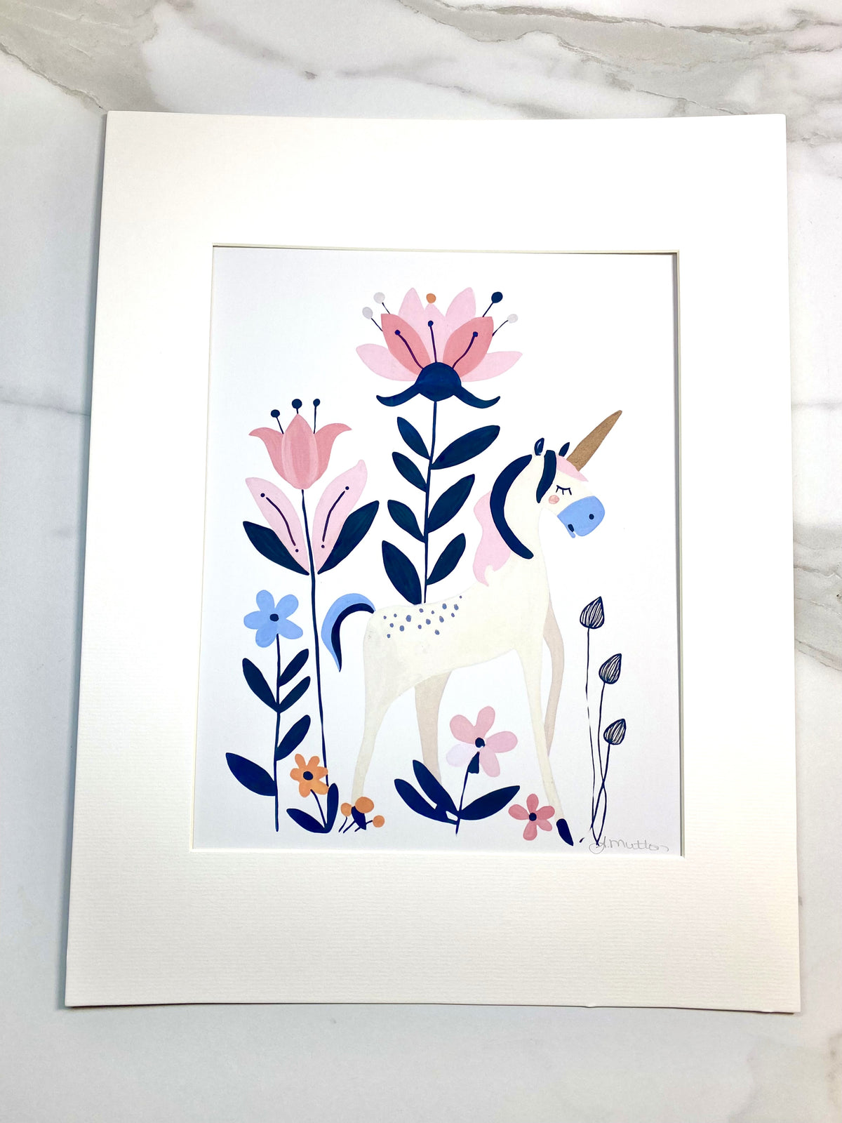 Boho Flower Unicorn Art Print