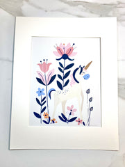 Boho Flower Unicorn Original Art Print