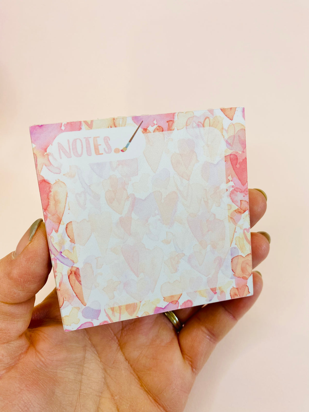 Watercolor Heart Notepad To Do List Memo Pad, soft pinks