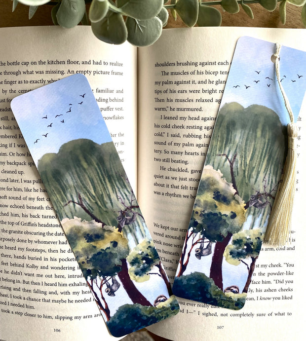 Watercolor sloth laminated bookmark