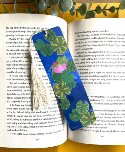 Kawaii frog laminated bookmark