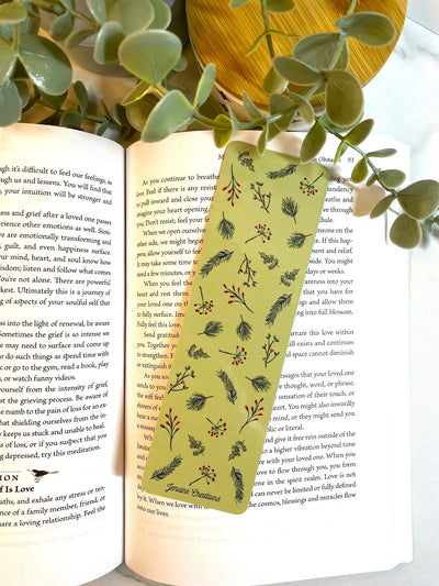 Winter berries, botanical laminated bookmark