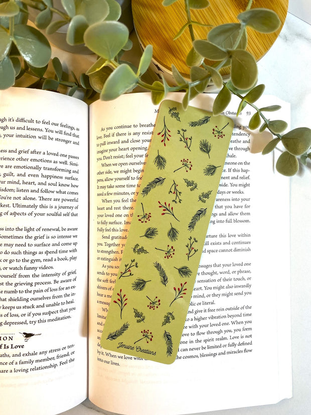 Winter berries, botanical laminated bookmark