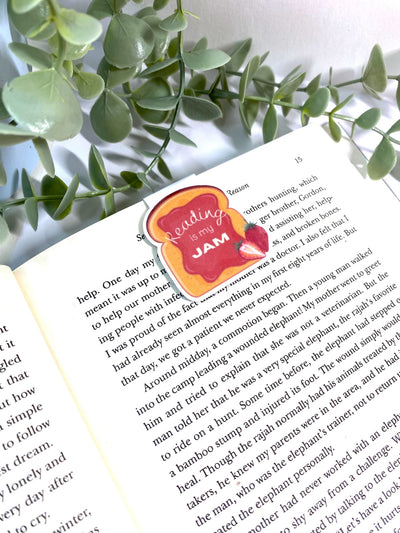 Cute strawberry, jam, magnetic bookmark, bookish merch
