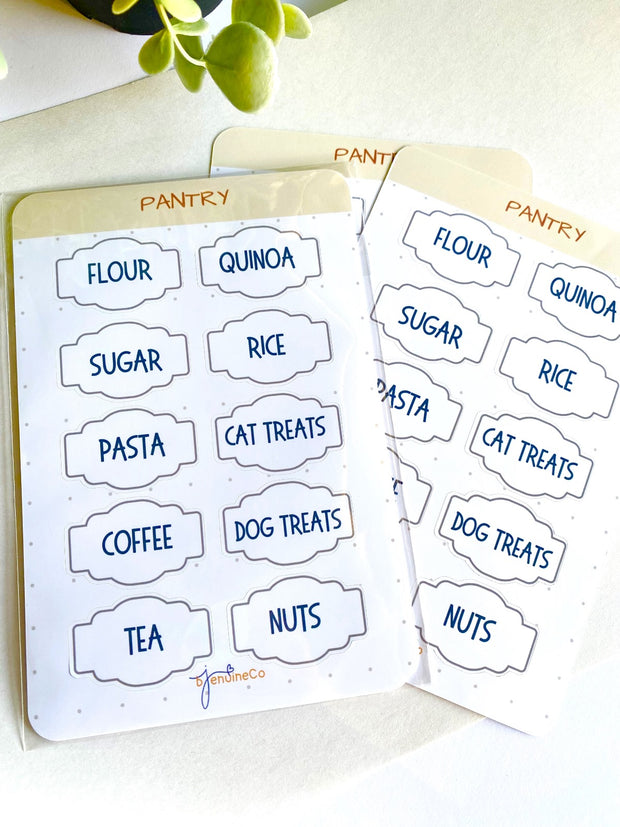 CLASSIC Design Set of 3 Functional Pantry Sticker Label Sheets