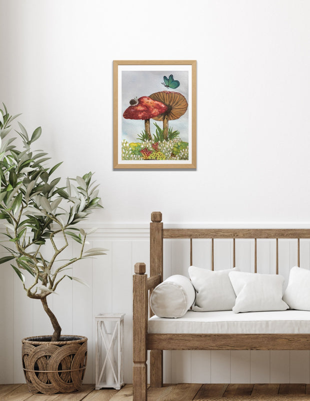 Cottage Core Mushroom Painting, Mushroom Wall Decor, Enchanted Forest Painting, Botanical Painting, Mushroom Wall Art, Watercolor Painting