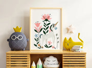 Boho Flower Unicorn Original Art Print