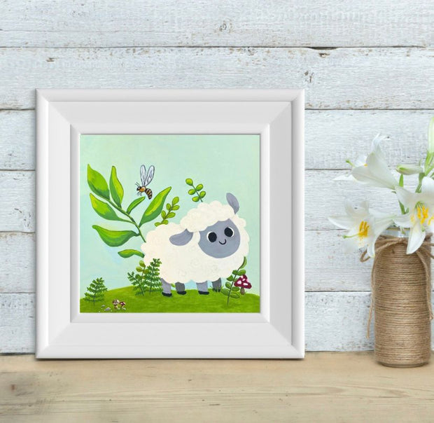 Cute sheep art print, child’s room or nursery