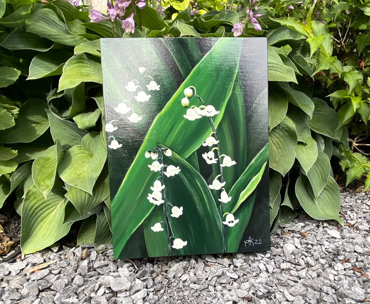 Original Acrylic Lily of the Valley Painting