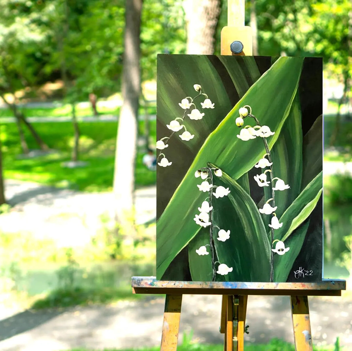Original Acrylic Lily of the Valley Painting