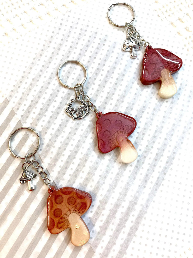 Handmade Resin Mushroom Keychain and Charm