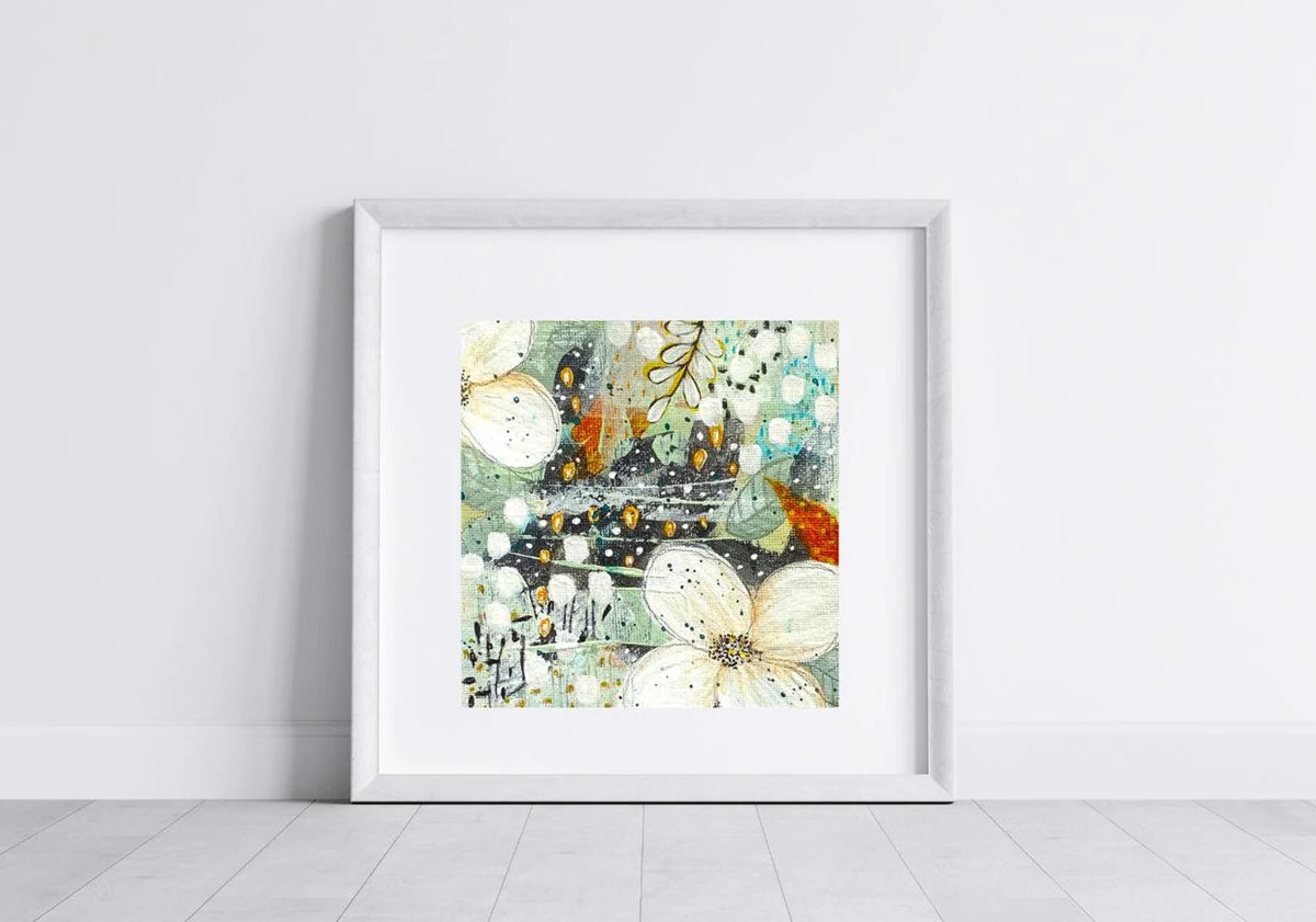 Framed original abstract, painting on canvas paper