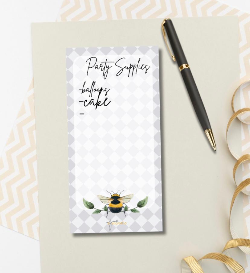 Bee and diamond notepad, 40 sheet memo