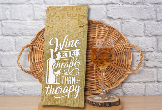 Customize wine reusable gift bag with four different options of sayings and 2 colours 
