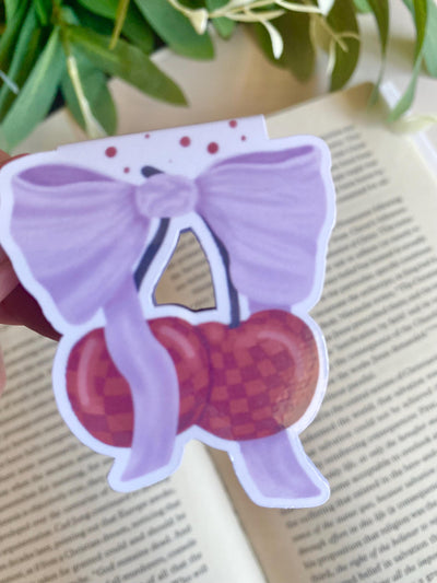 Cutee Coquette Checkered Cherries Magnetic Bookmark