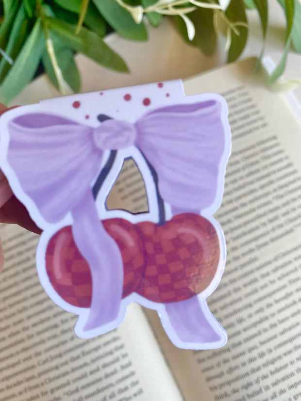 Cutee Coquette Checkered Cherries Magnetic Bookmark