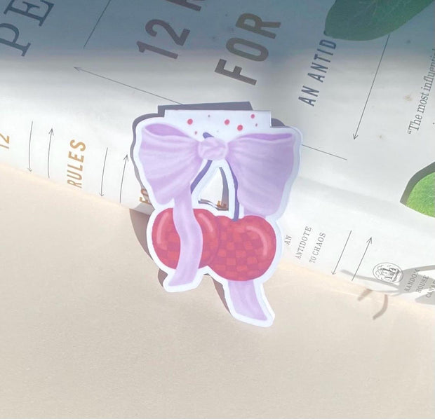 Cutee Coquette Checkered Cherries Magnetic Bookmark