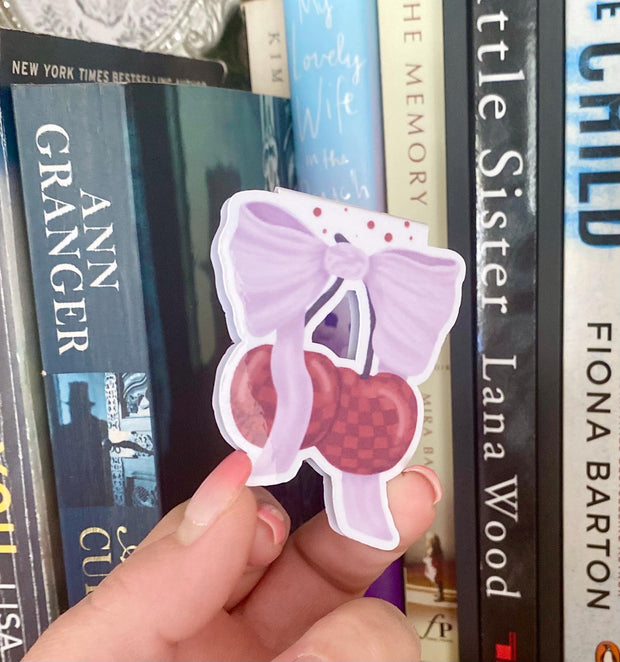 Cutee Coquette Checkered Cherries Magnetic Bookmark