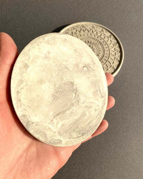 Concrete Mandala Coaster Set of 2