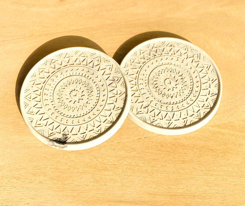 Concrete Mandala Coaster Set of 2