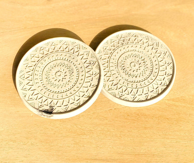 Concrete Mandala Coaster Set of 2