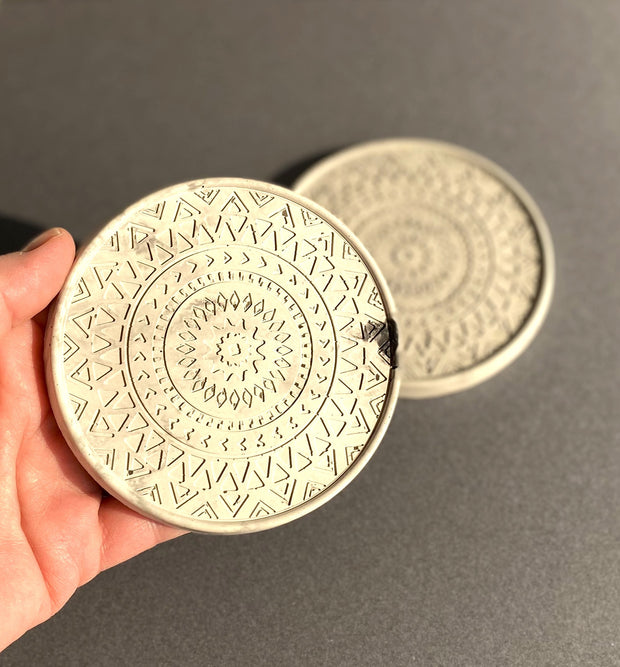 Concrete Mandala Coaster Set of 2
