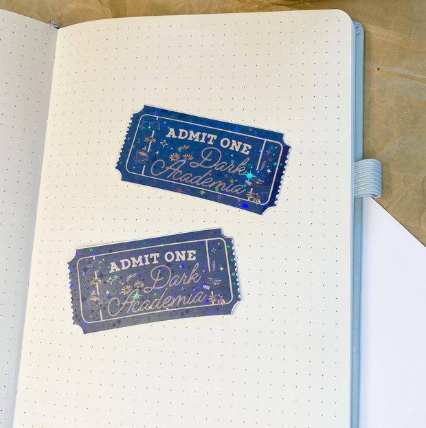 Cozy Dark Academia Holographic Sticker