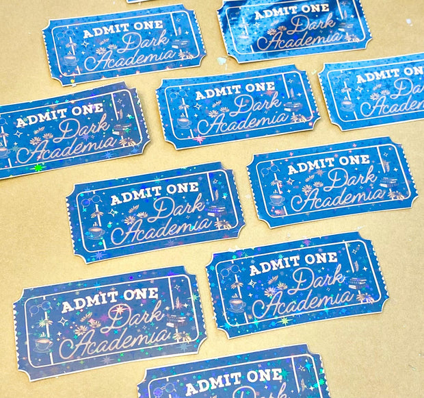 Cozy Dark Academia Holographic Sticker