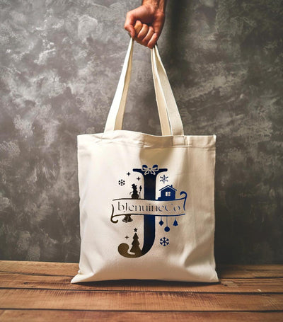 Personalized seasonal tote bag, customize, initial, and name tote bag