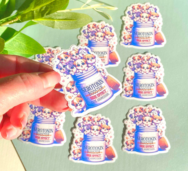 Serotonin Booster Cute Dog Vinyl Die-cut Sticker