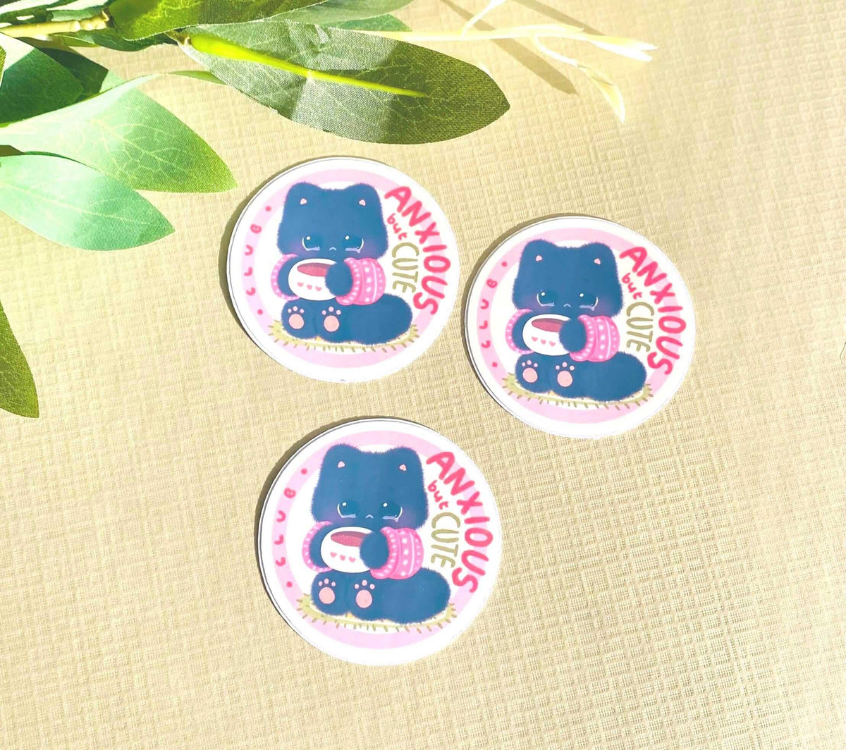 Anxious Black Cat Vinyl Die-cut Sticker