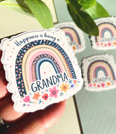 Flowers and Rainbow Grandma Die-Cut Sticker