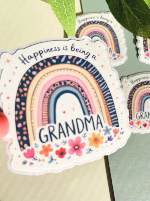 Flowers and Rainbow Grandma Die-Cut Sticker