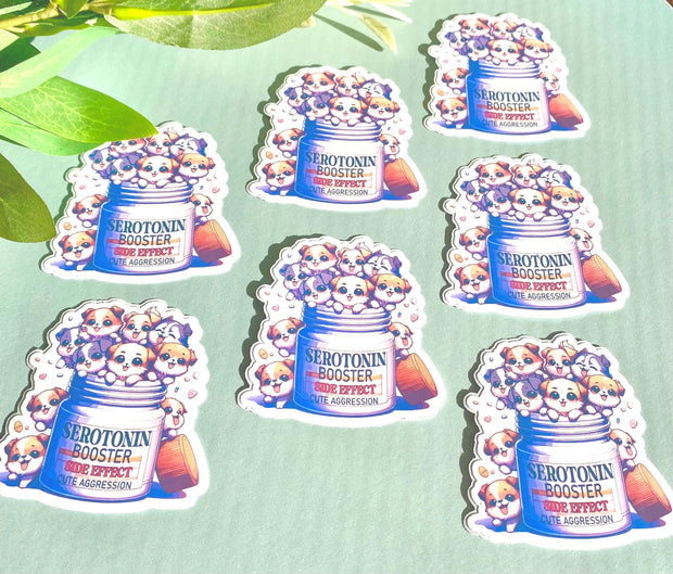 Serotonin Booster Cute Dog Vinyl Die-cut Sticker