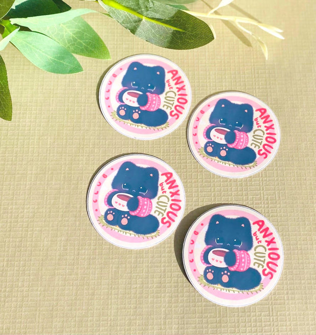 Anxious Black Cat Vinyl Die-cut Sticker