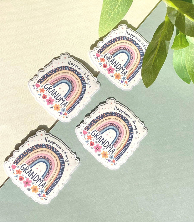 Flowers and Rainbow Grandma Die-Cut Sticker