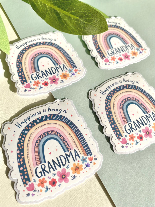 Flowers and Rainbow Grandma Die-Cut Sticker