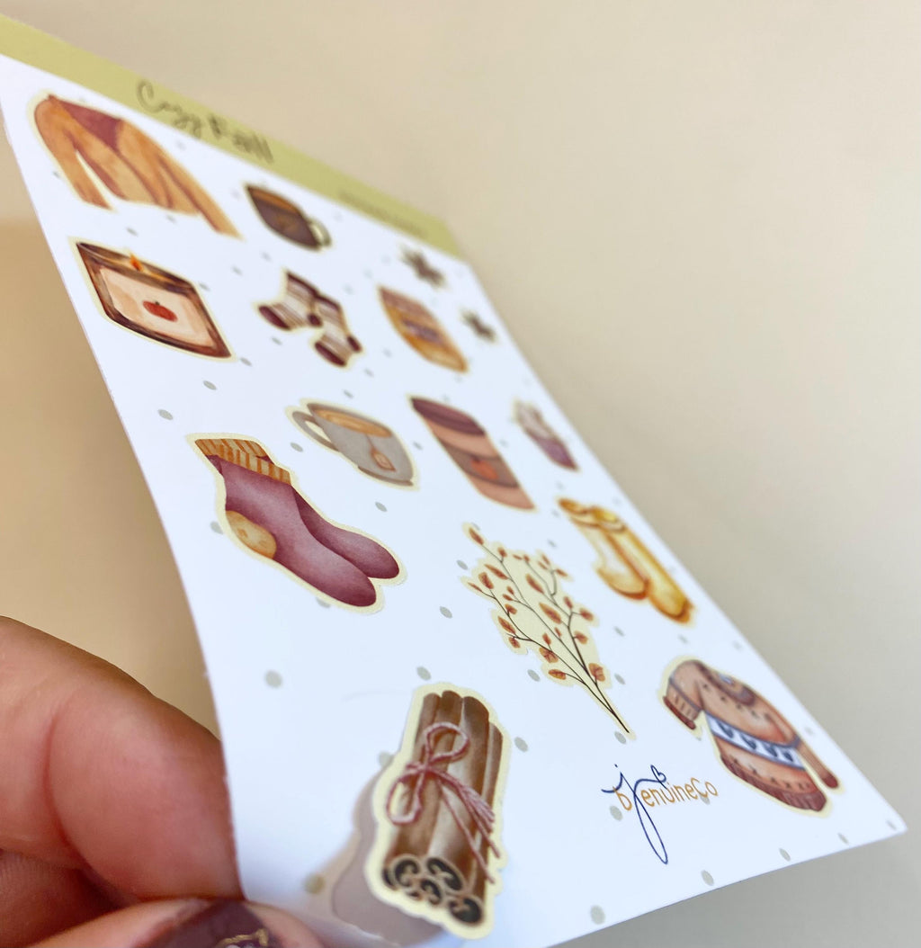 Cozy Fall Sticker Sheet, Autumn Stickers, Fall Journaling Stickers, Cozy Autumn Stationery