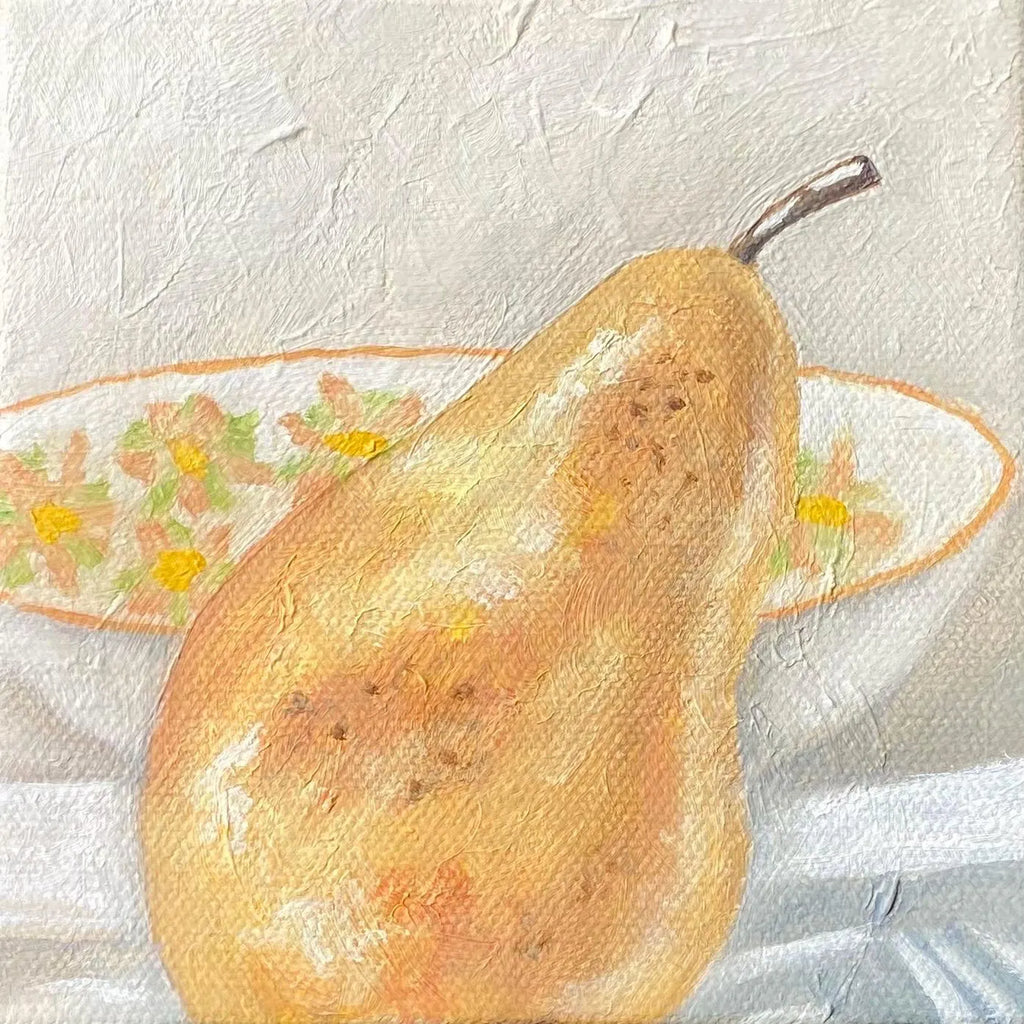 Vintage-Inspired Pear Still Life Original Oil Painting