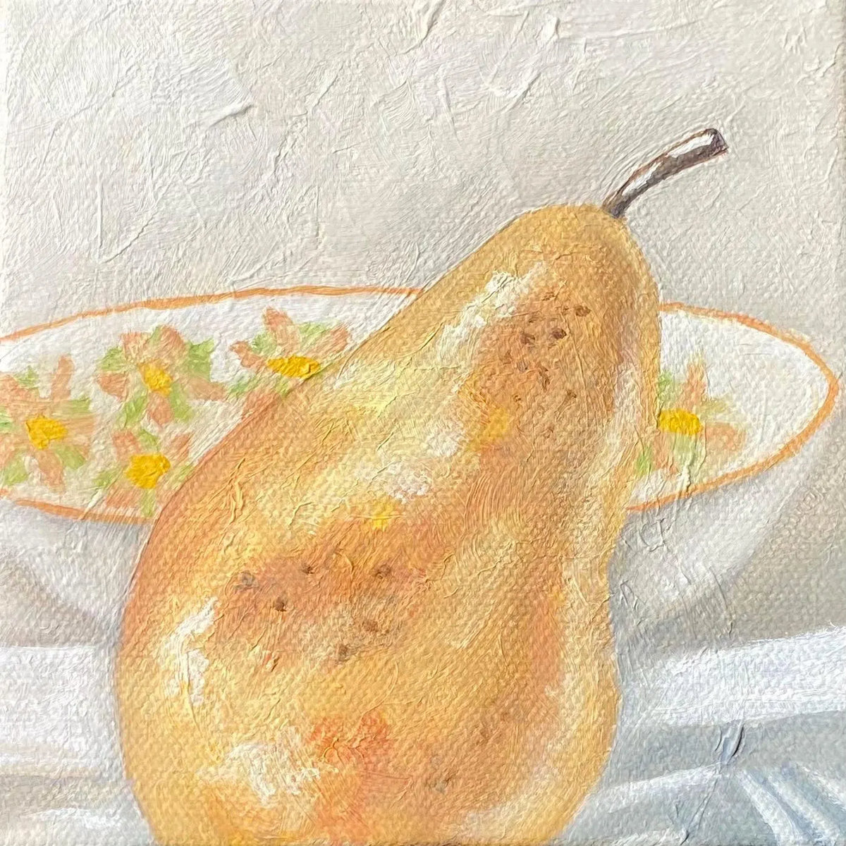 Vintage-Inspired Pear Still Life Original Oil Painting