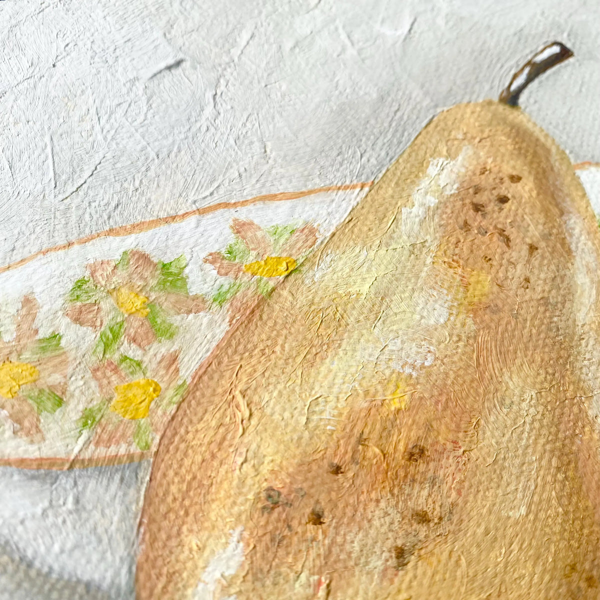 Vintage-Inspired Pear Still Life Original Oil Painting