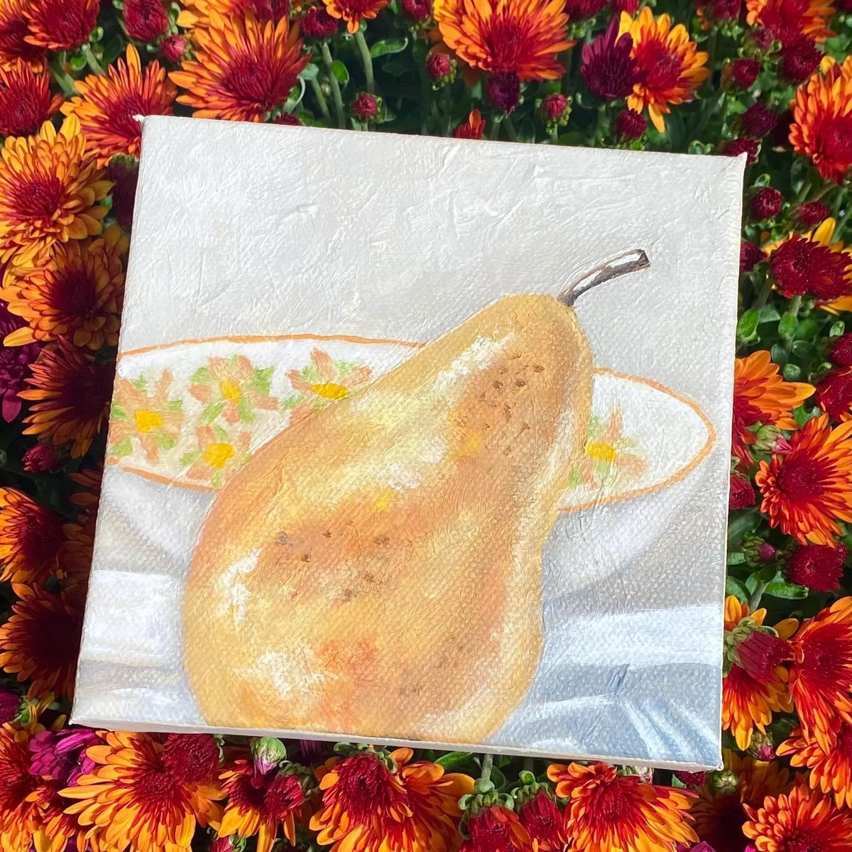 Vintage-Inspired Pear Still Life Original Oil Painting