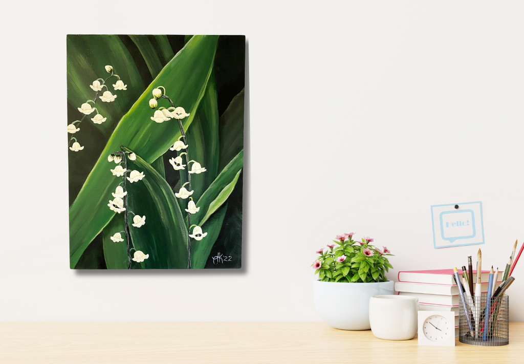 Original Acrylic Lily of the Valley Painting