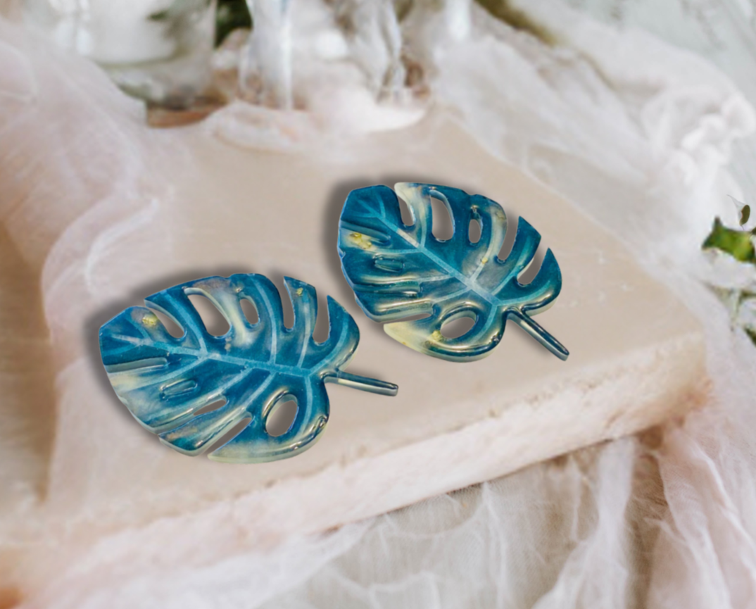 Hand Crafted Resin Monstera Leaf Set of 2
